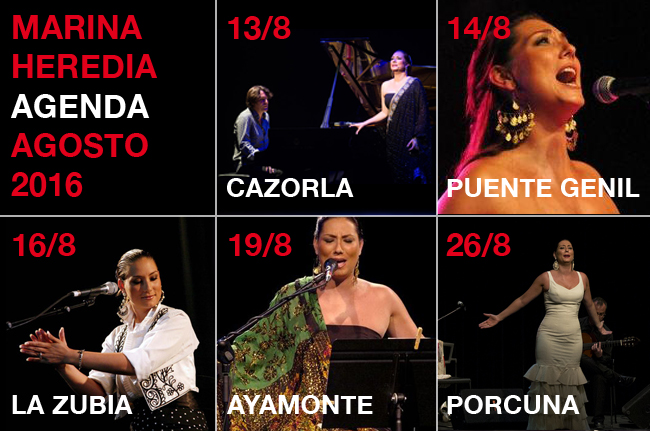 Marina Heredia. Agenda agosto 2016'