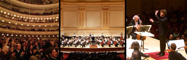 Tres instantáneas del Carnegie Hall de Nueva York